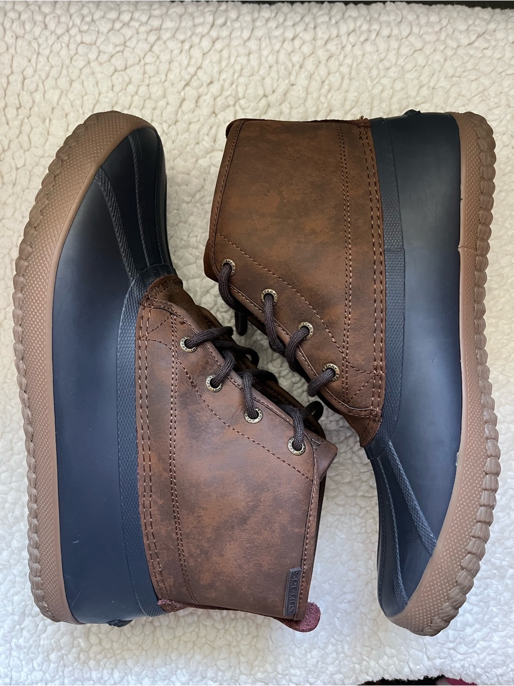 Sperry Brown/Navy Duck Boots for Men - Lace-Up Waterproof Ankle Boots